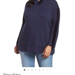 Eileen Fisher 3X Navy Hooded Sweatshirt